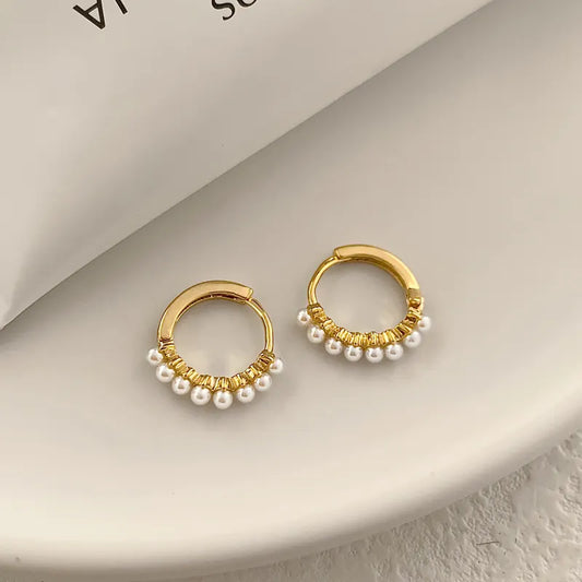 Chic Minimalist Pearl Huggies