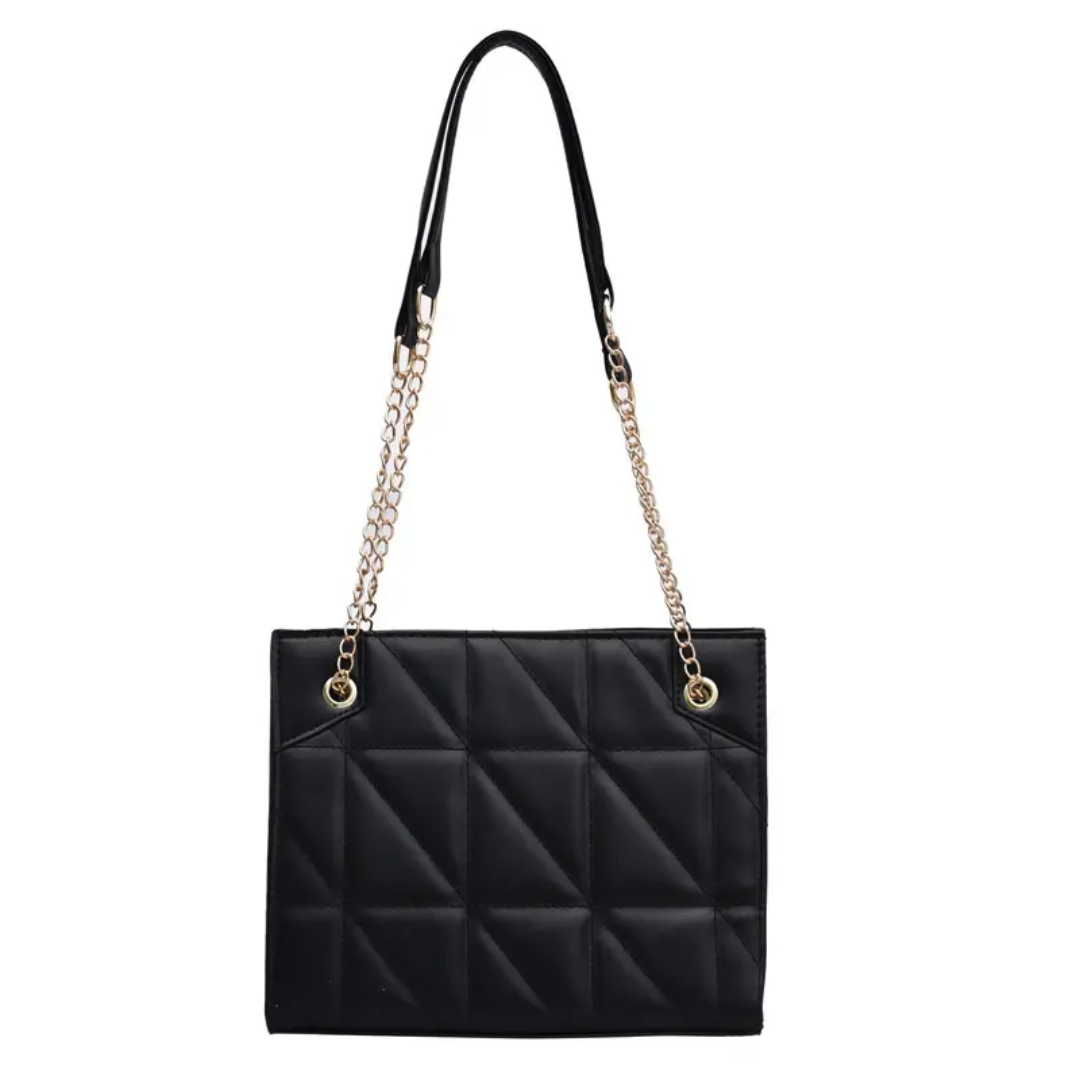 Black Geometric Embossed Square Bag