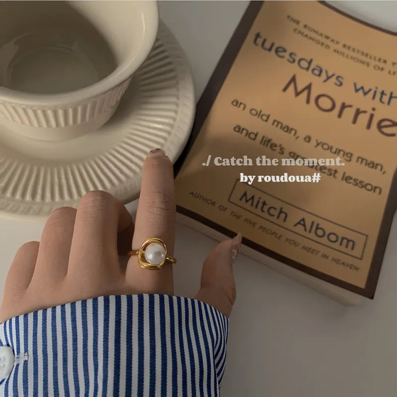 18K Gold Plate Paris Pearl Ring