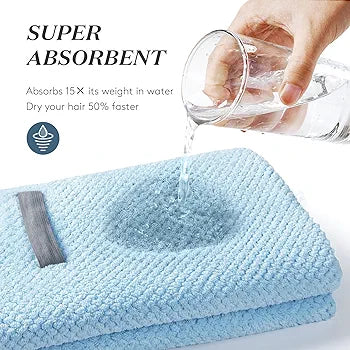 Large Microfiber Hair Towel- Blue