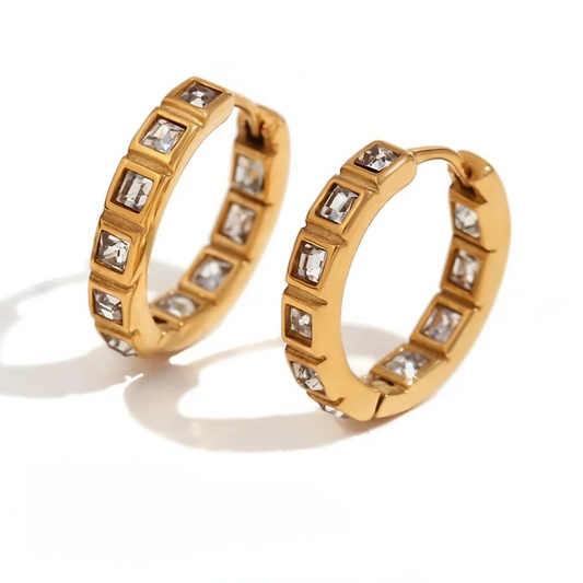 Square Zircon Hoop Earrings