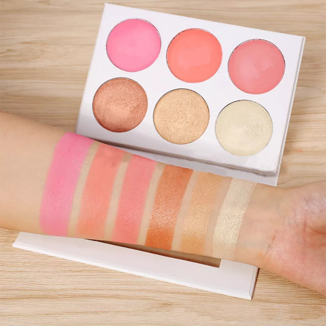 6 Colour Blush and Highlighter Palette