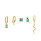 18K Gold Plated Green Zircon Earring Set