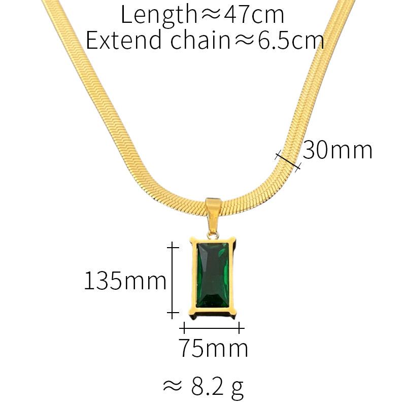 Square Emerald Chain Necklace