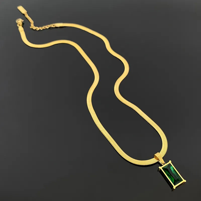 Square Emerald Chain Necklace