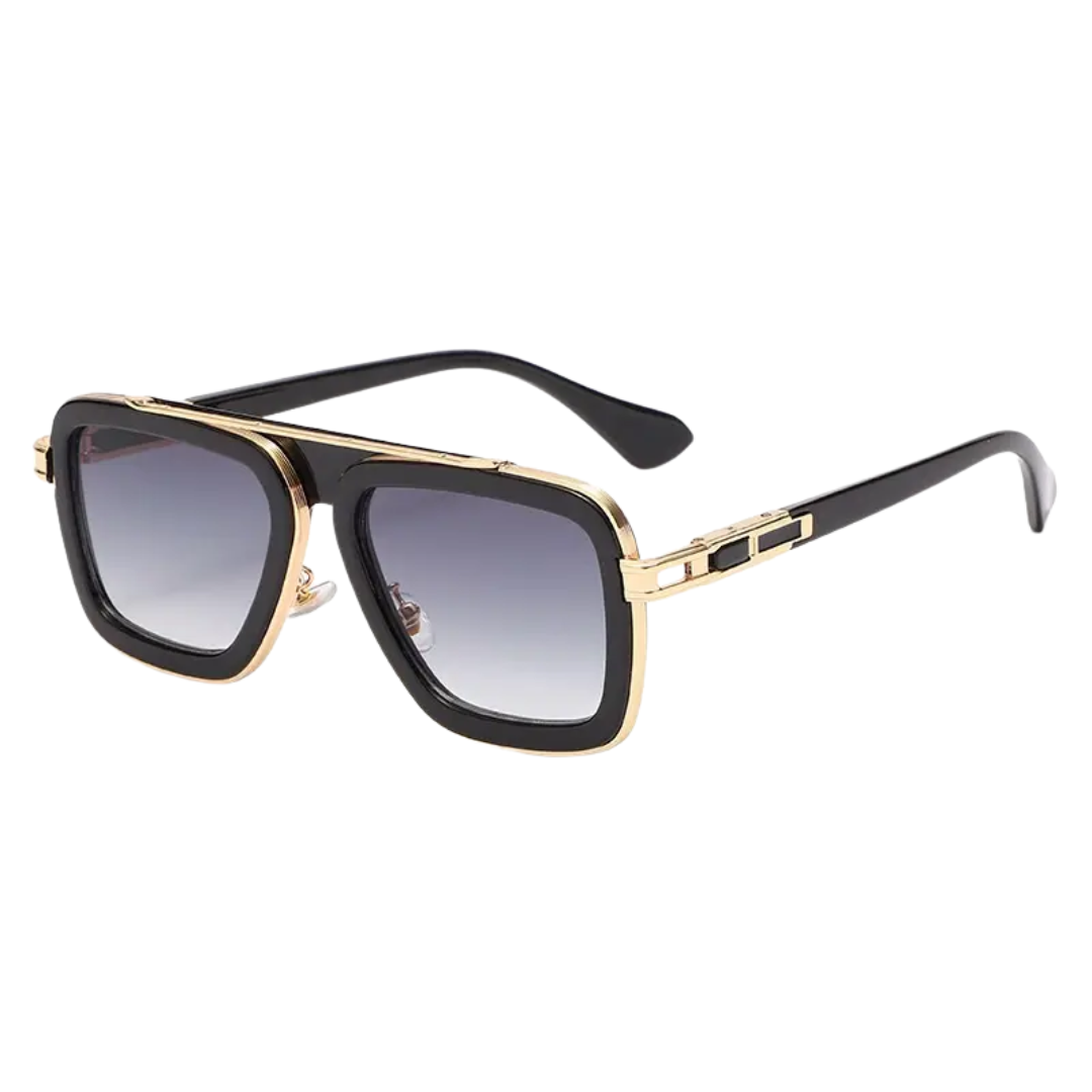 Vintage Square Sunglasses - Black & Gold