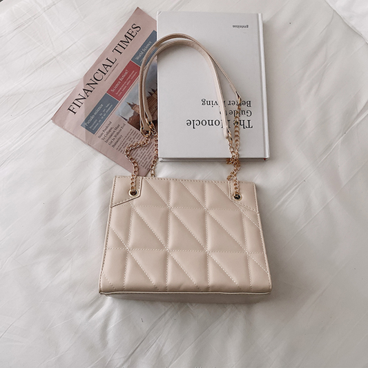 Cream Geometric Embossed Square Bag