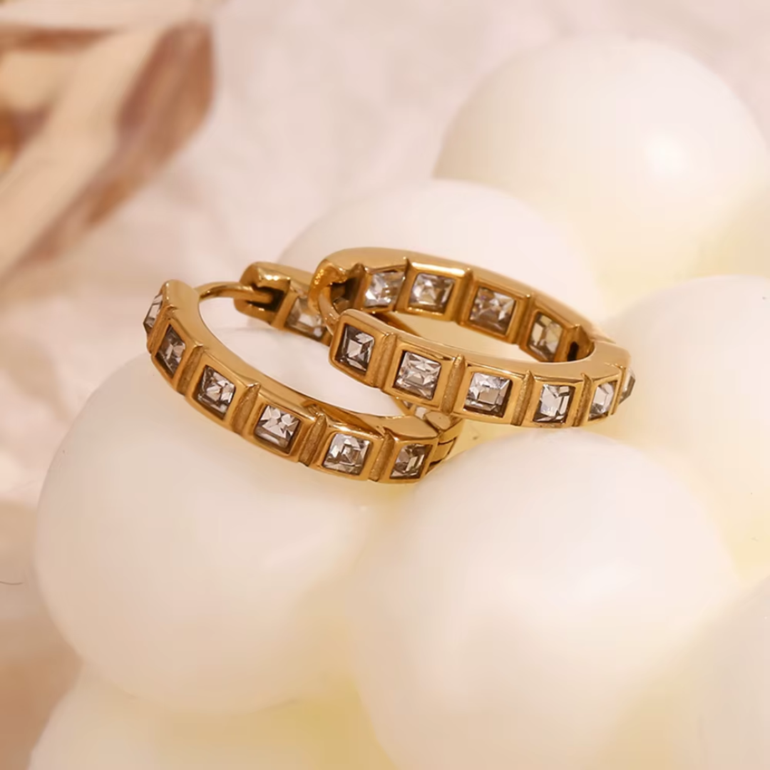 Square Zircon Hoop Earrings